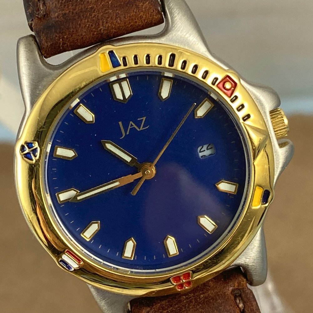 Vintage JAZ Two Tone Gold and Brushed Silver Watch